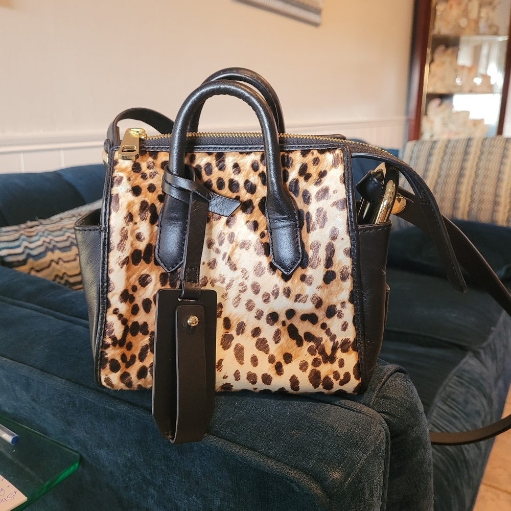 Crew Harper Mini Satchel Crossbody Leopard Calf Hair - Picture 9 of 15